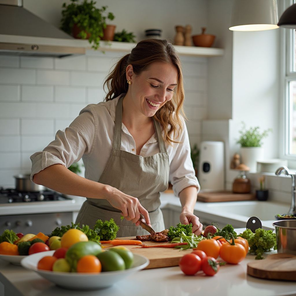Person cooking in a modern kitchen